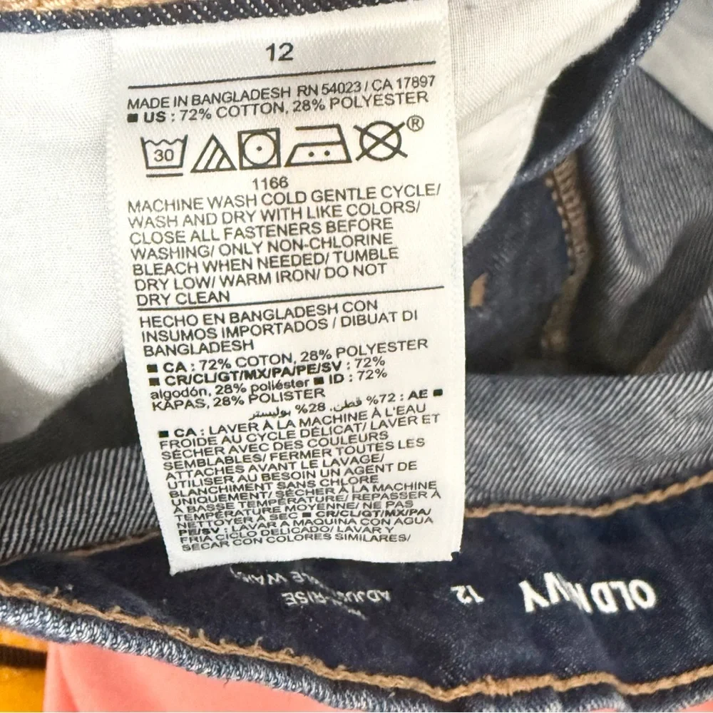 Old Navy Girls Denim Shorts High Rise Adjustable Waist Frayed Hem 12